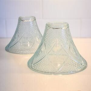 Vintage Fleur De Lis Glass Lamp Shades, Set of 2, Vintage Shabby Chic Home Decor